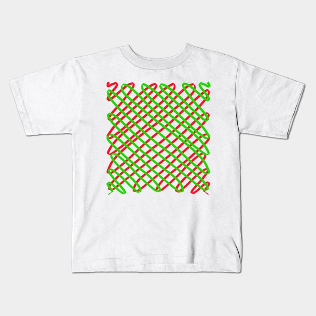 Red and green stripes Kids T-Shirt by Lucy